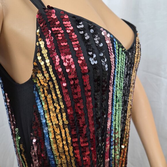 Torrid multi-color sequin stripes knee-length dress EUC fancy Torrid size 0 - Picture 5 of 16